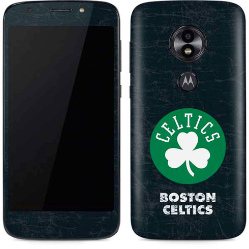 NBA Boston Celtics Black Secondary Logo Moto E5 Play Skin